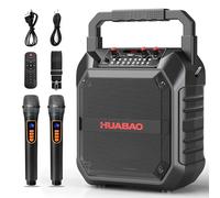 HUABAO Karaoke Machine with 2 Wireless Microphones, Portable Bluetooth Speaker for Adults & Kids, Bass & Treble Adjustment, PA System Supports TF Card/USB/FM/AUX for Home Party, Indoor and Outdoor