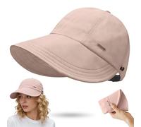 huablo]UPF 50+Womens Sun Hat UV Protection Hiking Fishing Hats Wide Brim Hat Adjustable Ponytail Packable Sun Cap, Sakura Pink, One Size