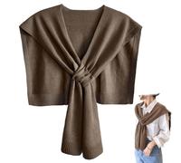 huablo Women's Fashion Knitted Shawl - Khaki Sweater Shawl for Air-Conditioned Rooms, Mocha Brown, One Size