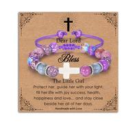 HUABOLA CALYN Communion Gifts for Girls Baptism Confirmation Jewellery Adjustable Cross Woven Bead Girls Bracelet Gift for Daughter Granddaughter Sister