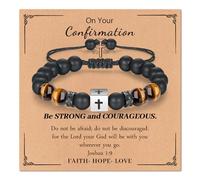 HUABOLA CALYN First Holy Communion Gift for Teenage Boys, Cross Bracelets Confirmation Communion Gifts for Son Grandson, Religious Faith Christians Gifts Jewellery (On Your Confirmation)