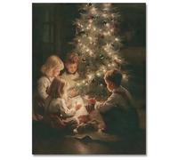 Huabsad Vintage Christmas Wall Art, Rustic Christmas Tree Canvas Print, Farmhouse Aesthetic Xmas Room Wall Decor, Unframed 12x16in