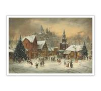 Huabsad Vintage Rustic Nature Landscape Canvas Wall Art 18th Century Winter Village Famous Oil Painting Wall Art Prints Farmhouse Aesthetic Pictures Wall Decor 12x16in Unframed