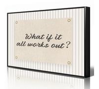Huabsad What If It All Works Out Quotes Poster, Neutral Nursery Canvas Wall Art, Positive Uplifting Kids Room Print, Minimal Striped Inspirational Art Painting for Office Wall Decor 12x16in Unframed