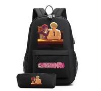 Huacaiyu Anime Chainsaw Man School Bag College Backpack Anti Theft Travel Daypack with Pencil Case, Denji Pochita Large Bookbags for Teens Girls Boys Black