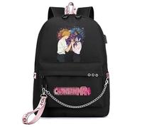 Huacaiyu Anime Chainsaw Man Theme Canvas School Rucksack, Breathable Large Backpack to Cosplay Denji Pochita Reze Merch for Teens Girls Boys, Backpack Gifts for Fans Black