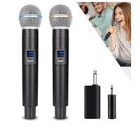 HUACAM 2.4G Wireless Microphone，Dual Microphones for Karaoke, Wireless Dynamic Microphone with Rechargeable Receiver,Plug and Play, Wedding, Church, PA System (W58)