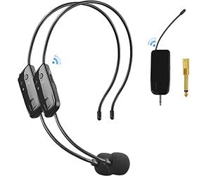 HUACAM 2 Pcs Microphone Headset for PA System, 2.4G Dual Wireless Headset Mic, 165ft Long Range Stable Transmission, Wireless Microphone System for Voice Amplifier, Speakers, Teacher