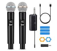 HUACAM Handheld Cordless Metal Dynamic Mic System with Rechargeable Receiver, for Karaoke Singing, Wedding, DJ, Party, (02)