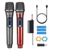 HUACAM Handheld Wireless Microphone Fixed Frequency with Rechargeable Receiver 3.5mm Jack for Karaoke Church DJ Handheld Wireless Microphone 200ft Range
