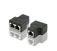 HUACAM HCM72 Ethernet Splitter 1 to 2 High Speed, RJ45 1 Female to 2 Port Female Adapter,RJ45 Connector, LAN cable Adapter, RJ45 Coupler for Cat7 Cat6 Cat5 Cat5e LAN Splitter Ethernet,2 Pack Black