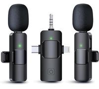 HUACAM Three in one Wireless lavalier Microphone, Capable of Charging While maintaining Long Battery Life, Suitable for Live Streaming, Outdoor Shooting, and Short Video Recording (03)
