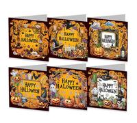 Huacan 12 Packs Diamond Painting Christmas Cards Round Drill Greeting Cards Gift (Halloween B)