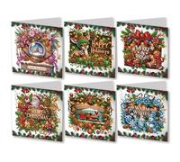 Huacan 12 Packs Diamond Painting Christmas Round Drill Greeting Cards Gift (Christmas Cards)