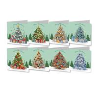 Huacan 8 Packs Diamond Painting Christmas Cards Round Drill Greeting Cards Gift (Christmas Tree)