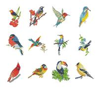 Huacan Diamond Painting Mini Picture Kits 12 Pcs Cartoon Bird Pattern Diamond Art Kit DIY Full Round Drill Mosaic Canvas for Beginners Handmade Home Decor 5.9x7.87 in