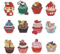 Huacan Diamond Painting Mini Picture Kits 12 Pcs Cartoon Cow Pattern Diamond Art Kit DIY Full Round Drill Mosaic Canvas for Beginners Handmade Home Decor 5.9x7.87 in (Ice Cream)