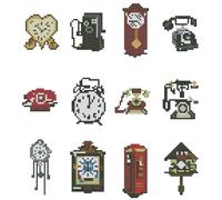Huacan Diamond Painting Mini Picture Kits 12 Pcs Cartoon Cow Pattern Diamond Art Kit DIY Full Round Drill Mosaic Canvas for Beginners Handmade Home Decor 5.9x7.87 in (Clock)