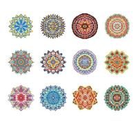 Huacan Diamond Painting Mini Picture Kits 12 Pcs Cartoon Cow Pattern Diamond Art Kit DIY Full Round Drill Mosaic Canvas for Beginners Handmade Home Decor 5.9x7.87 in (Mandala)