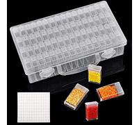 Huacan Diamond Painting Storage Boxes 64 Slots Transparent Diamond Art Kit Accessories with 1 Pcs Sticker Tools