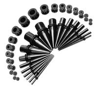 Huacan Ear Gauge Tapers Plugs Steel 36Pc Ear Stretchers 1.6mm-10mm Black Screwed Tunnel Jewelry