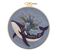 Huacan Embroidery Kit for Beginners Adults Includes Stamped Bee and Dolphin Pattern, Hoop, Color Threads,Tools,Easy to Follow Instruction
