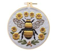 Huacan Embroidery Kit for Beginners Adults Includes Stamped Bee Pattern, Hoop, Color Threads,Tools,Easy to Follow Instruction
