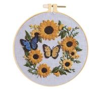 Huacan Embroidery Kit for Beginners Adults Includes Stamped Sunflower Pattern, Hoop, Color Threads,Tools,Easy to Follow Instruction