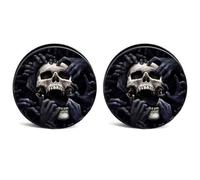 Huacan Tunnel Set 6 mm 8 mm 10 mm 12 mm 14 mm 16 mm Acrylic Skeleton Pattern Tunnels Sets Ear Plug Classic Double Flared Expander for Women Men 2 Pieces, 10mm (00ga), Acrylic