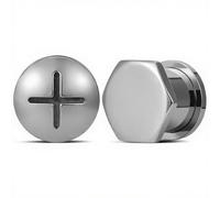Huacan Tunnel Set 6 mm 8 mm 10 mm 12 mm 14 mm 16 mm Tunnel Sets Black Silver Colour Ear Plug Classic Double Flared Expander for Women Men 2 Pieces, 10mm (00ga), Stainless Steel