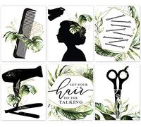 Hairdresser Wall Art Prints Boho Hair Salon Cosmetology Wall Art Canvas Painting for Beauty Salon Decor Dressing Room Girl Room and Bathroom Decor, Set of 6 (8"x10")