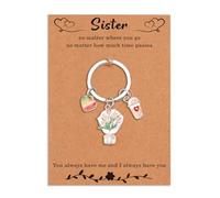 Huaceary Keyring Sister Easter Gifts for Sister Adults Easter Basket Fillers Big Sisters Gifts for Little Girls Sisters Birthday Gift for Women Valentines Christmas Women Keychains With Cards