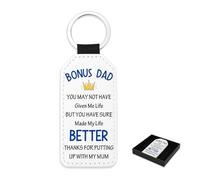 Huaceary Step Dad Fathers Day Gift Stepdad Keyring Leather Bonus Dad Gift for Step Dad Birthday Stepdad Gifts from Daughter Son Stepfather Gifts for Stepdaddy Wedding Christmas Valentines Keychain
