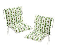 Huachaoxiang 2 pieces of chair cushion with the back, back cushion with ligaments, low -back upholstery pad garden chair (40x40cm),Green