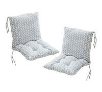 Huachaoxiang 2 pieces of chair cushion with the back, back cushion with ligaments, low -back upholstery pad garden chair (40x40cm),Gray