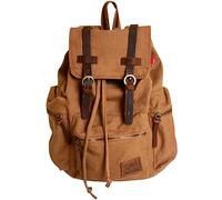 HuaChen Vintage Canvas Leather Backpack AUGUR Hiking Daypacks Computers Laptop School Bag Shoulder Backpacks Unisex Casual Rucksack Satchel Bookbag Mountaineering Bag for Men Women (M32_Tan)