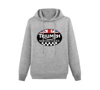 Huachenyu Vintage Triumph Fashion Men's Grey Hoodies Unisex Pullover Sweatshirts S