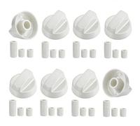 HuaCommerce 8 Pcs Universal Cooker Knobs Replacement Set with 24 Accessories for Gas Stoves, Electric Ovens, Thermostats & More, Durable Cooking Control Knobs, Heat-Resistant, Easy-Install （White）