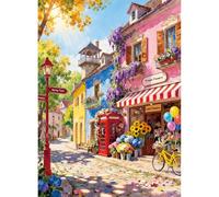 HUADADA 500 Piece Jigsaw Puzzle-Town Flower Lane(No Back Partition)