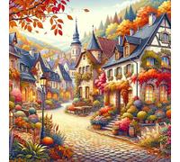 HUADADA Jigsaw Puzzles 1024 Pieces for Adults jigsaw puzzles for adults 1024 Piece Puzzle Educational Games-Town in Autumn