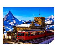 HUADADA Jigsaw puzzles for adults 1000 piece jigsaw puzzles for adult jigsaws 1000 pieces for adults Challenging Game （Railway station in Gornergrat, Switzerland）