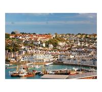HUADADA Jigsaw Puzzles for Adults 1000 Pieces Scenery puzzles for Adults Brixham Fishing Harbour | 70x50cm | Premium Eco-Friendly Matte Print | 1:1 Reference Poster | Eye-Friendly