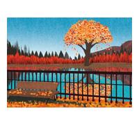 HUADADA Jigsaw Puzzles for Adults 1000 Pieces, Start of Autumn Lakeside Scenery, Vibrant Landscape Wall Art Gift for Him and Her