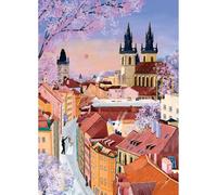 HUADADA Jigsaw Puzzles for Adults 1000, Sunset Prague Cityscape, Romantic Family Hobby, Calming Brain Teaser Wall Decor Gift