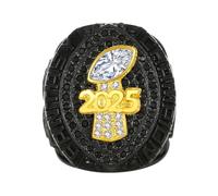 Huadafun 2025 Fantasy Football Champion Ring with Display Box - Heavy FFL League Trophy Replica, Rugby & Football Souvenir Collectible, Gift for Fans, Friends, Family & Alumni,Black,9#