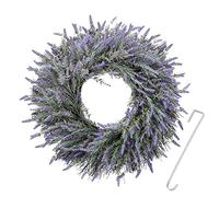 Huadanbor 24" Wreath, Winter Wreaths, Artificial Lavender Wreath for Front Door, with Welcome Sign Wreath Hanger, for Spring, Summer, Autumn and Winter, Indoors,Outdoors, corridors, Offices. (Purple)
