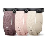 Huadea 3 Pack 18mm Cheetah Leopard Engraved Silicone Watch Bands Compatible With Garmin Venu 3S/Venu 2S/Venu 4 41mm/Vivoactive 4S/Vivomove 3S/Forerunner 255S/Forerunner 265S for Women Men