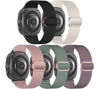 Huadea 5 Pack Stretchy Nylon Compatible with Samsung Galaxy Watch Ultra Band 47mm 2025/Galaxy Watch 7 Ultra 47mm Band 2024, Solo Loop Soft Elastic Sport Strap Replacement Wristbands for Men Women