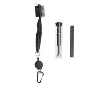 HuadZhylyx Golf Club Cleaning Kit, Retractable Two - Sided Brush with Steel Wire and PP Bristle, Groove Cleaner and Club End Cleaner Set with Carabiner for Golfers, Includes Storage (Black)