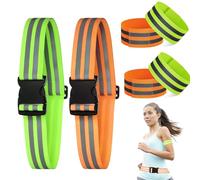 HUAEDNWKYI Pack of 6 Reflective Tape, High Visibility Elastic Bands for Arms and Waist with Highly Reflective Material, Ideal for Runners and Cyclists - Improved Visibility at Night and Fog
